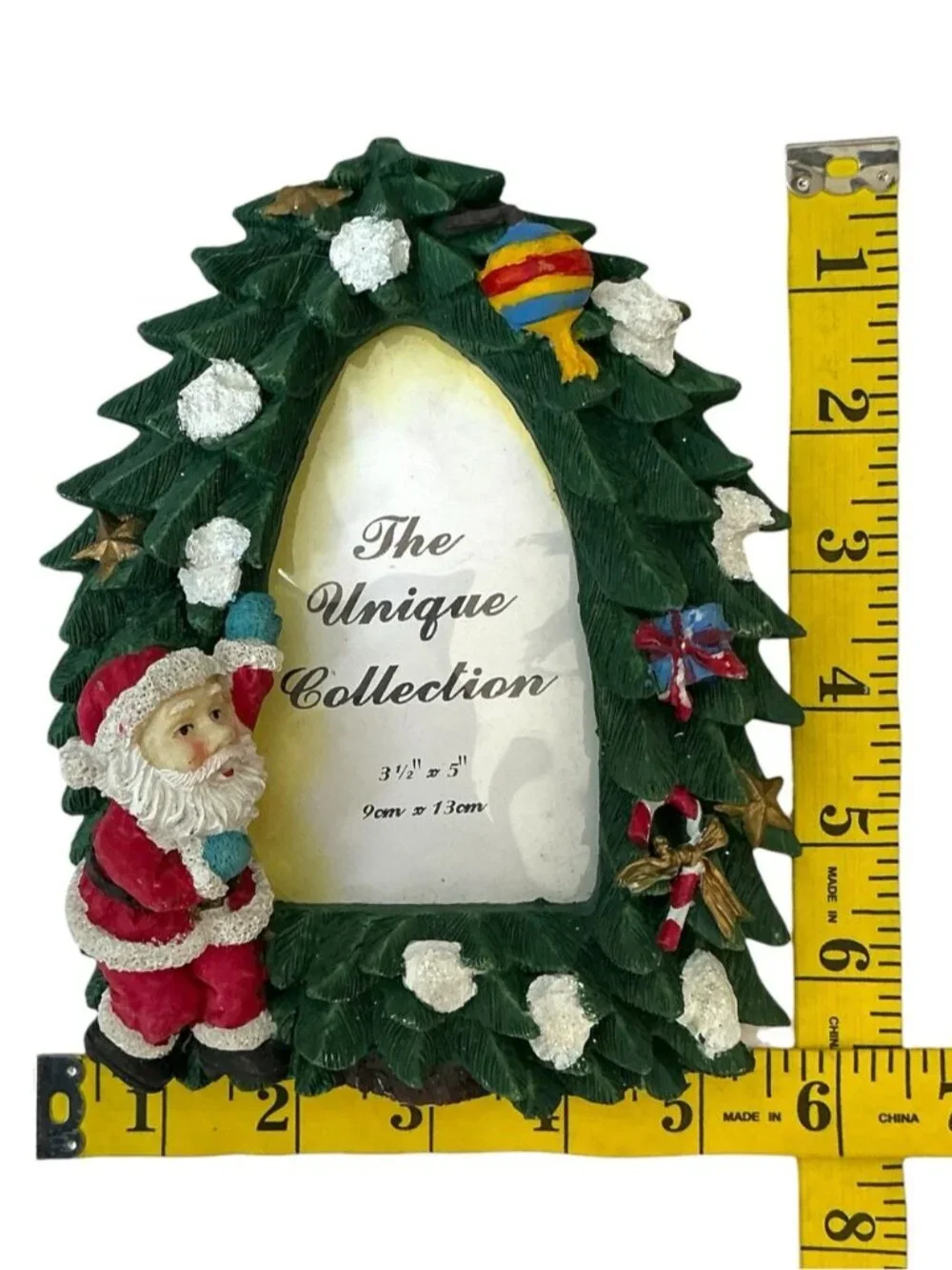 Christmas Tree Photo Frame with Santa  Holiday Table Decor 3 1/2”x 5” Photo